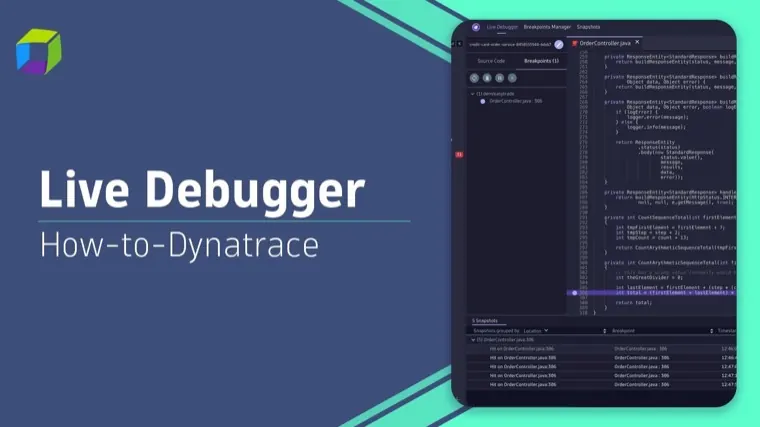 Thumbnail for a product demo video showing the Dynatrace Live Debugger interface